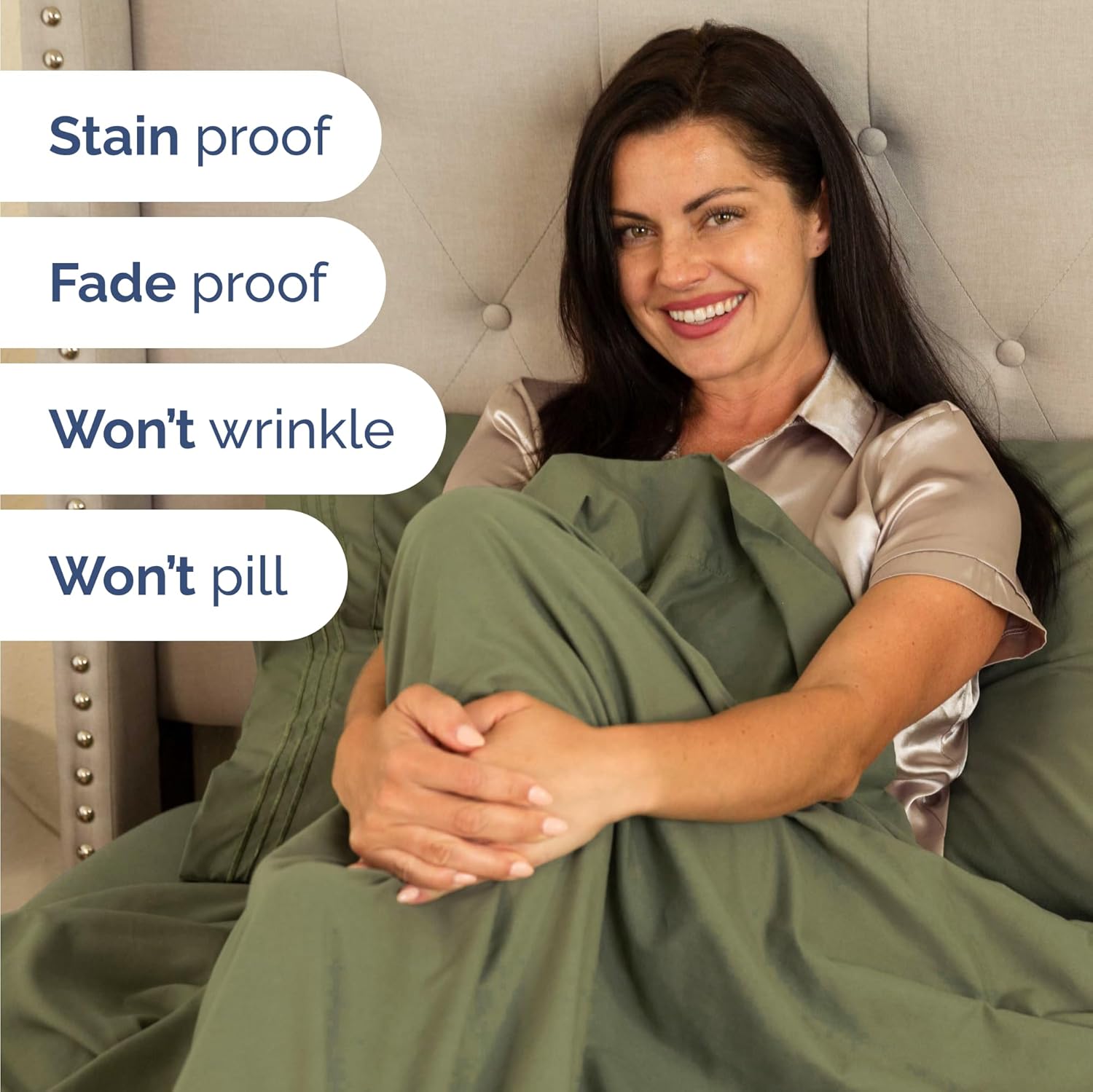Skiennix Twin Size 3-Piece Sheet Set - Comfy Cooling Bed Sheets - Soft, Wrinkle-Free, Deep Pockets - Sage Green
