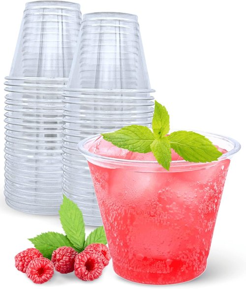 Aatriet 9 oz Clear Plastic Wine Cups - 50 Pack Elegant Disposable Tumblers for Parties & Weddings