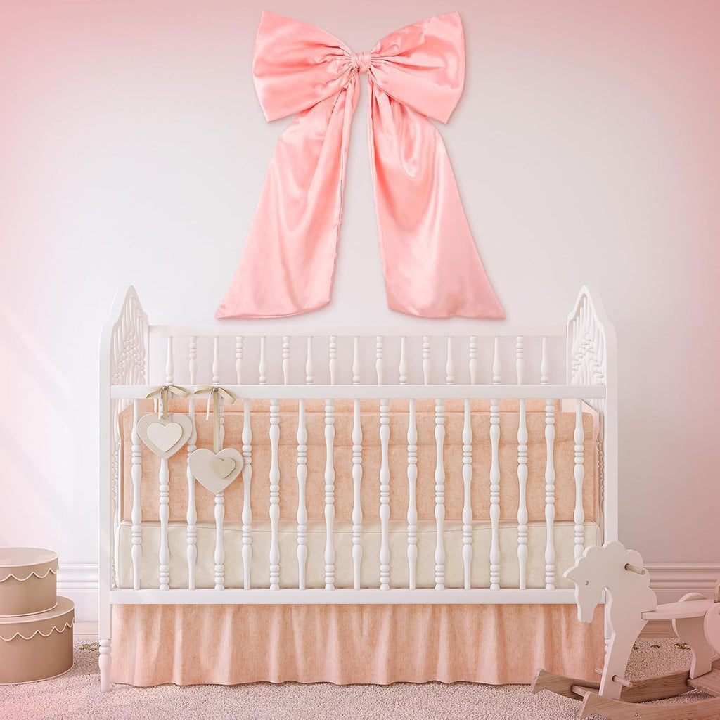 Wavwavw Pink Large Bow Decor - Giant Satin Ribbon Tie for Birthday & Wedding Backdrop | 24 x 18 Inches