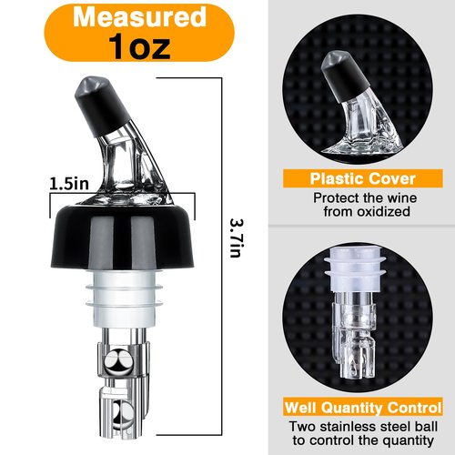 Automatic Measured Bottle Pourer - Quick Shot Spirit Measure Pourer Drinks Wine Cocktail Dispenser Home Bar Tools - 1oz/30ml (24 pack)