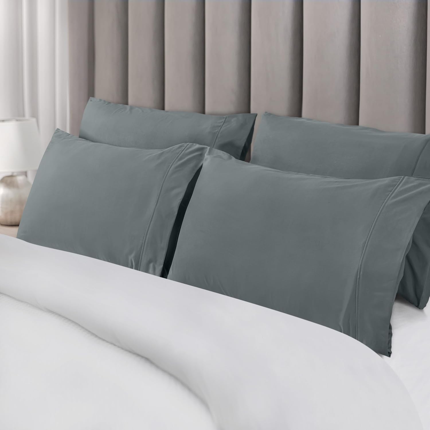 Utopia Bedding King Pillow Cases - Soft Brushed Microfiber - 6 Pack, Fade Resistant | 20 x 40 Inches, Grey