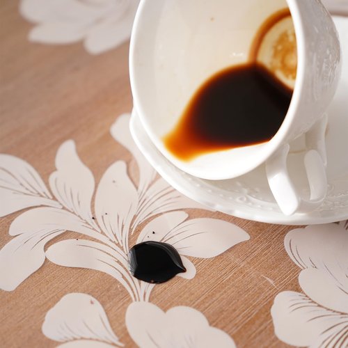 Artbloss Vinyl Table Cloth Rectangle Clear Table Cover Protector with Block Printed Pattern Oil Spill Proof Farmhouse Rustic Plastic Table Covers for Dining Tables (Scroll Grass, 55 x 120 Inches)