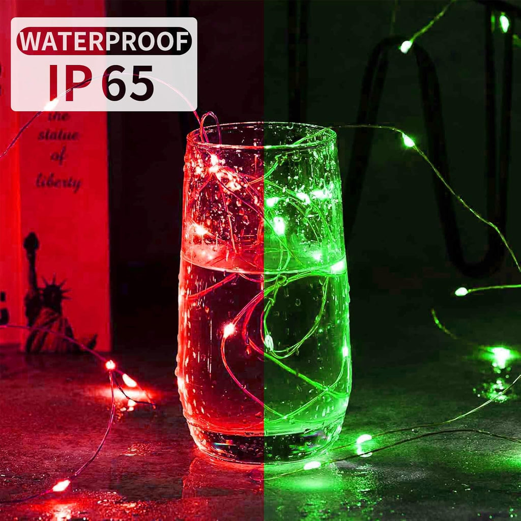 Skiennix 12 Pack Fairy Lights - 7Ft 20 LED Twinkle String Lights | Waterproof & Battery Operated for Parties, Weddings, Christmas & More - Red & Green