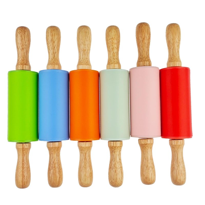 Miokun 12 Pack Small Rolling Pin for Kids, 9 Inch Kids Rolling Pin for Home Kitchen (6 colors)