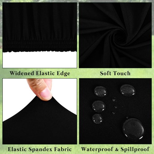 6 Pack Picnic Table Cover Elastic Fitted Tablecloths for 4 Foot Rectangle Tables Waterproof Stretch Washable Patio Folding Outdoor Spandex Table Cloth for Camping Banquet and Parties (Black,30" x 48")