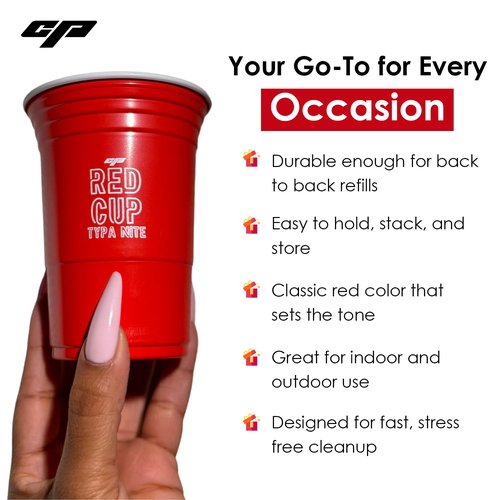 Caresha Please Red Cup Typa Nite, Disposable Plastic Party Cups, Drinking Glasses for Events, Cocktail Supplies, Red Cup for Gatherings, Durable Barware Essentials (10-Pack)
