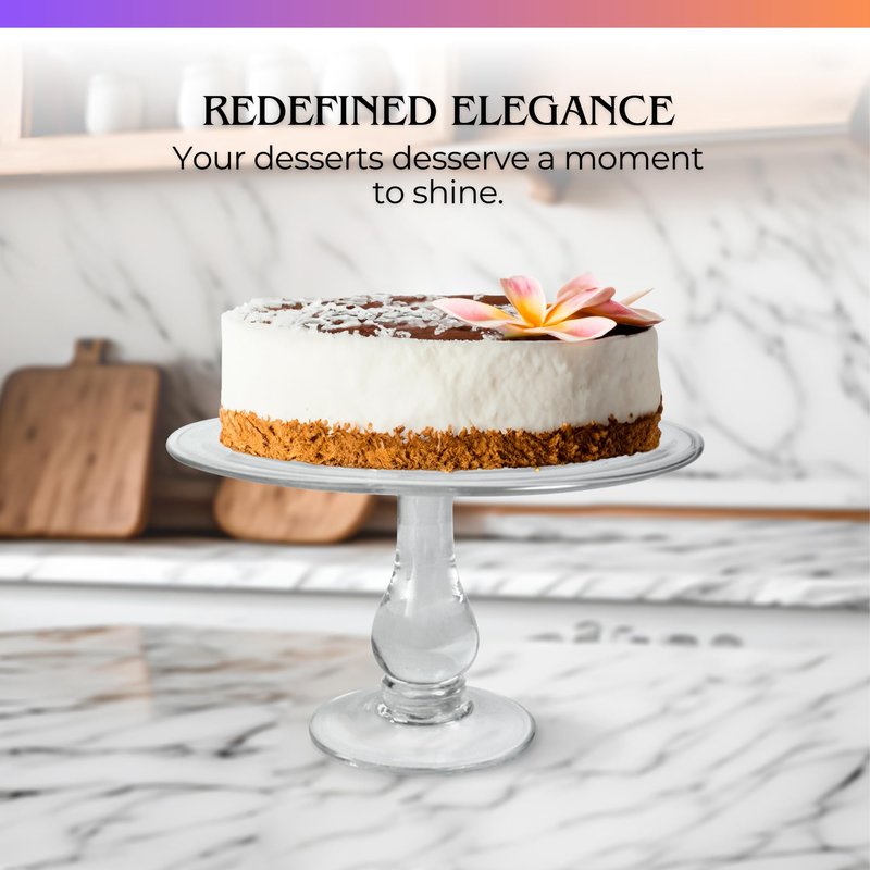 ARTLAND Simplicity Dessert Stand, 9.4-inches - Hand Blown Clear Glass, Ideal for Cakes, Cupcakes, Pastries, and More - Ideal for Everyday Entertainment & Special Occasions