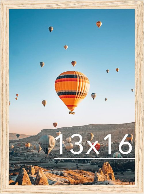 JCJMY 13x16 Picture Frame - Versatile Wall Mounting for Horizontal or Vertical Display | Natural Finish with Shatter-Resistant Plexiglass