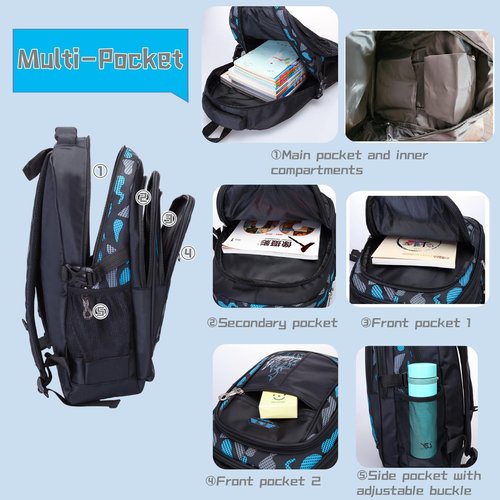 3Pcs Camo-Print Primary School Backpack and Lunch-Bag Set for Boys Camouflage Elementary Bookbag Rucksack Waterproof