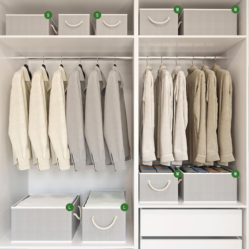 Closet Storage Bins by [Brand Name] - Collapsible Linen Organizers for Shelves | Gray, 4 Pack