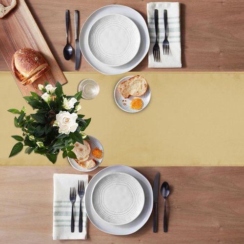 JEVIX 5 Pack Table Runner 12 X 108 Inch Silk Table Runner for Party,Wedding, Birthday, Banquets,Decoration(Light Gold)