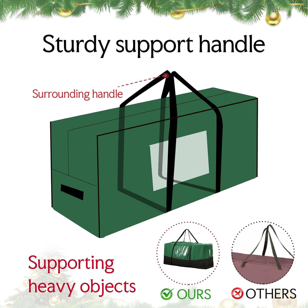 Skiennix Christmas Tree Storage Bag - Fits Up to 8 Ft Tall Trees | Heavy-Duty 600D Oxford Material with Dual Zipper & Transparent Pocket