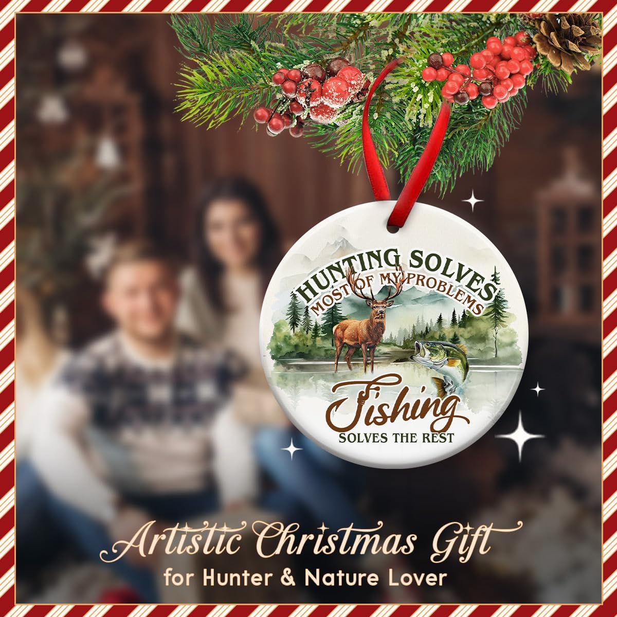 Wildlife Ornaments | Outdoor Deer Hunting Decor - Perfect Christmas Tree Decoration for Fishing Lovers