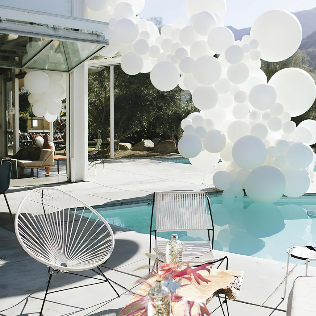 PartyWoo White Balloons - 127-Piece Matte Latex Balloon Arch Kit for Weddings & Events | Various Sizes