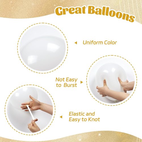 Gold and White Balloons by [Brand Name] - 60pcs 12-Inch Metallic Confetti for Weddings, Graduations & Birthdays