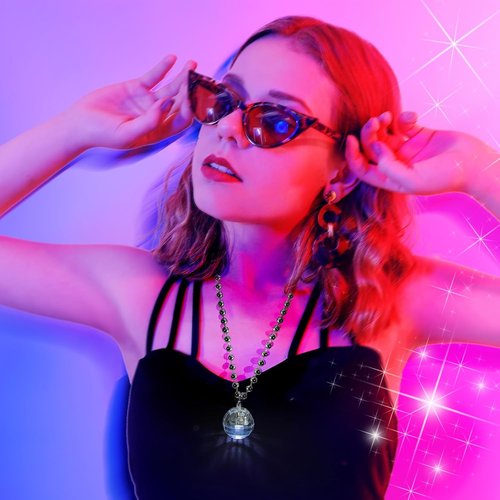 Henoyso LED Disco Ball Necklaces - 24 Pcs Light-Up Party Favors for 70s Disco Costumes | Fun Stage Props