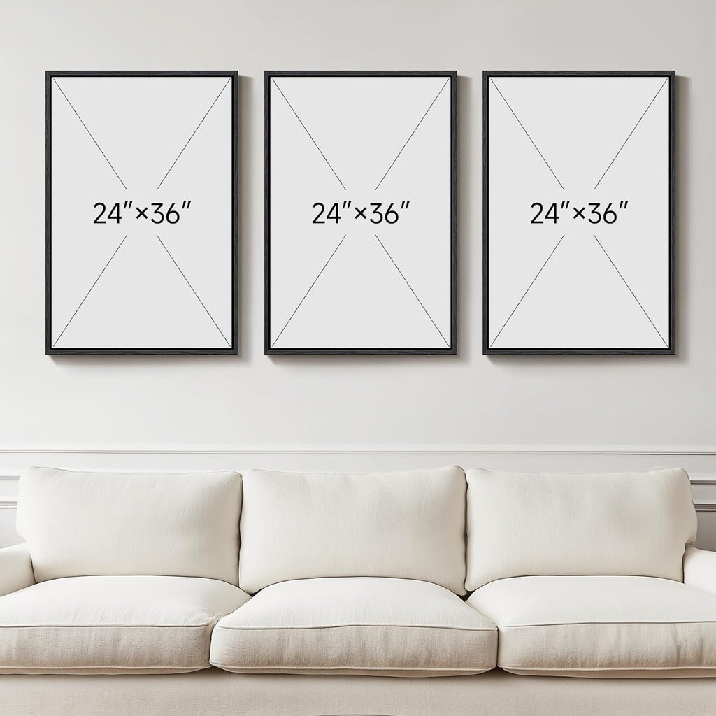 Skiennix Large 3D Textured Framed Abstract Wall Art - Modern Geometric Paintings for Home Decor | 24x36 In