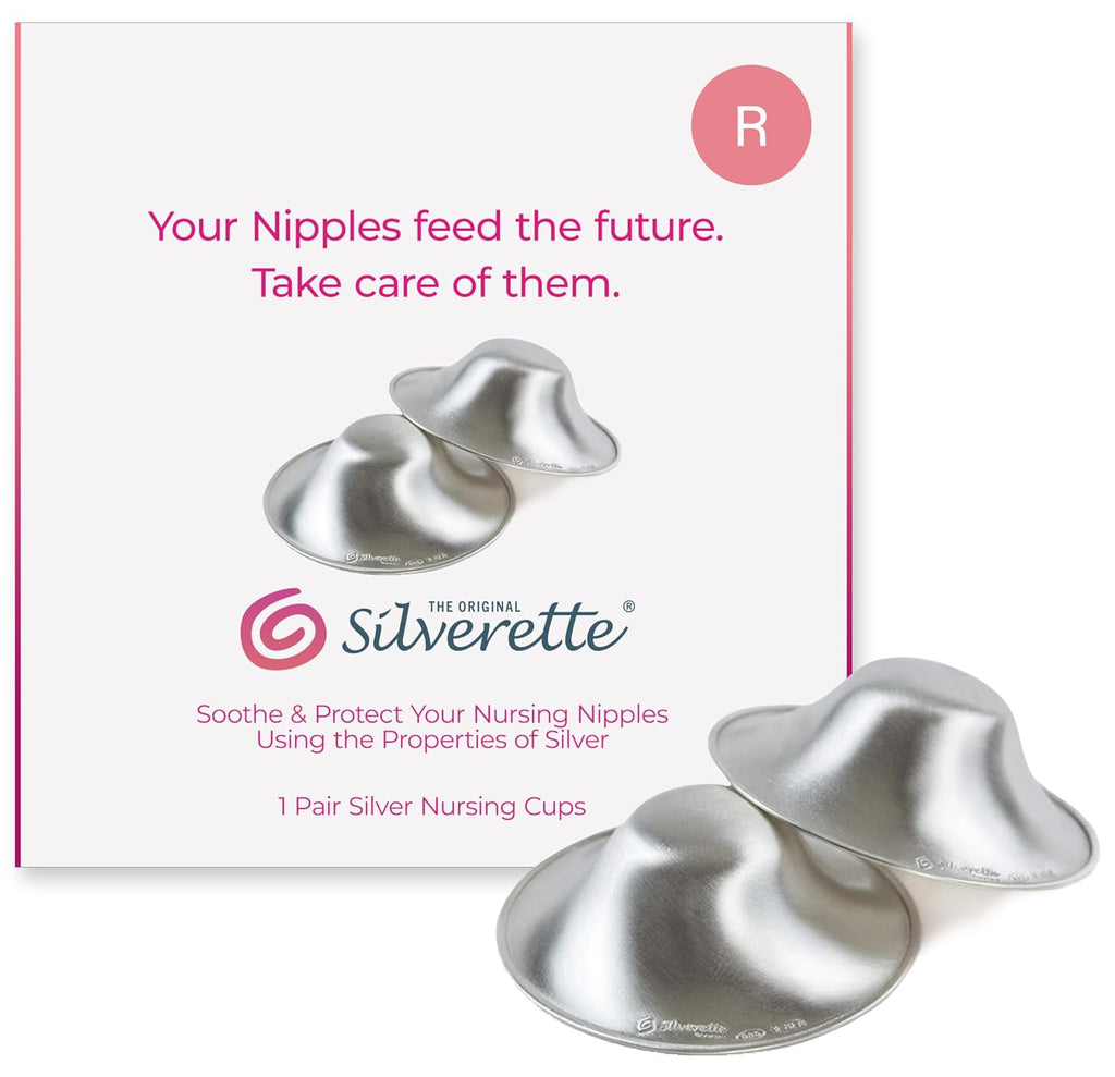 Silverette® Nursing Cups - Original Silver Nipple Covers for Breastfeeding Essentials | Regular Size 925 Silver