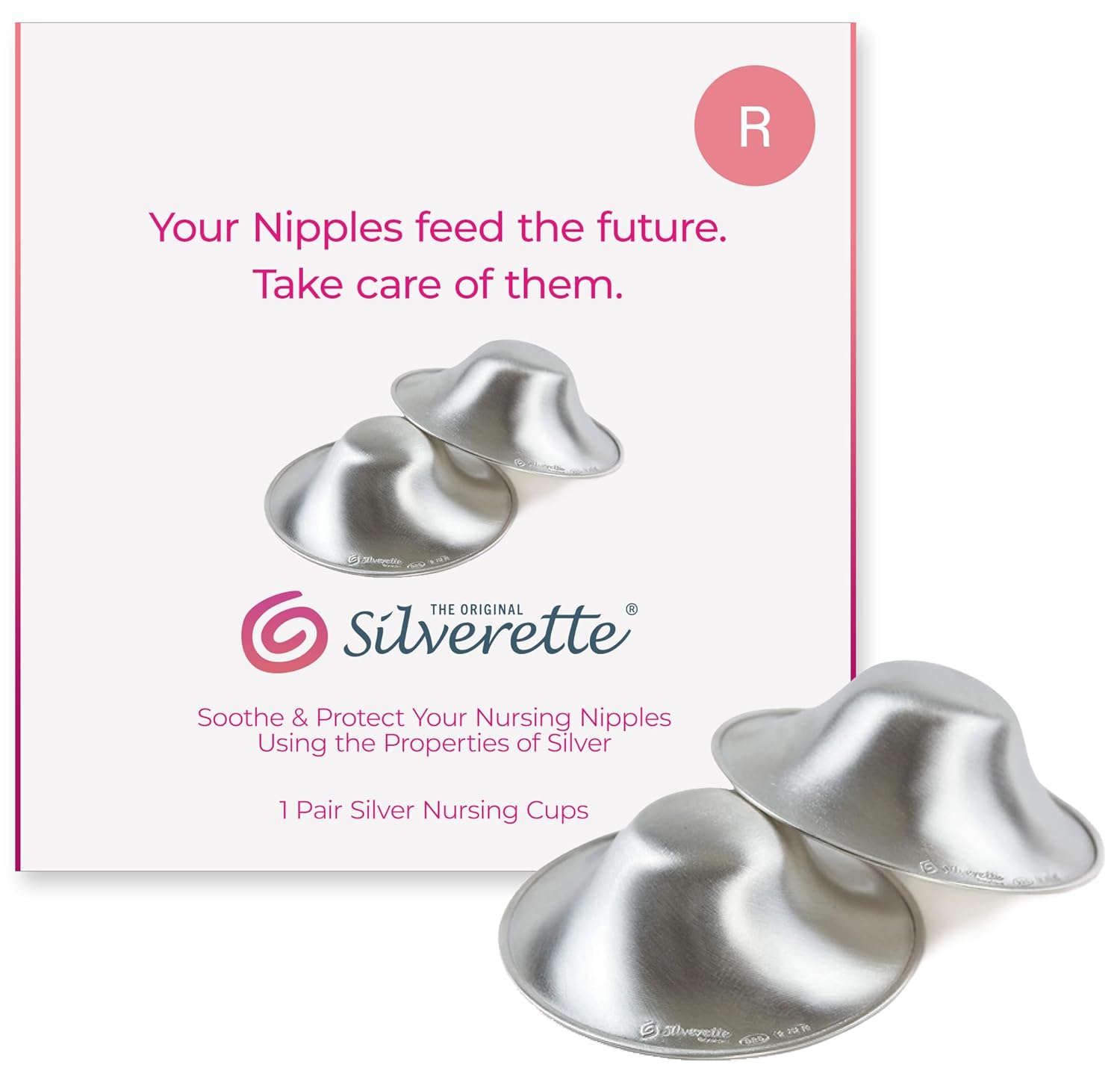 Silverette® Nursing Cups - Original Silver Nipple Covers for Breastfeeding Essentials | Regular Size 925 Silver