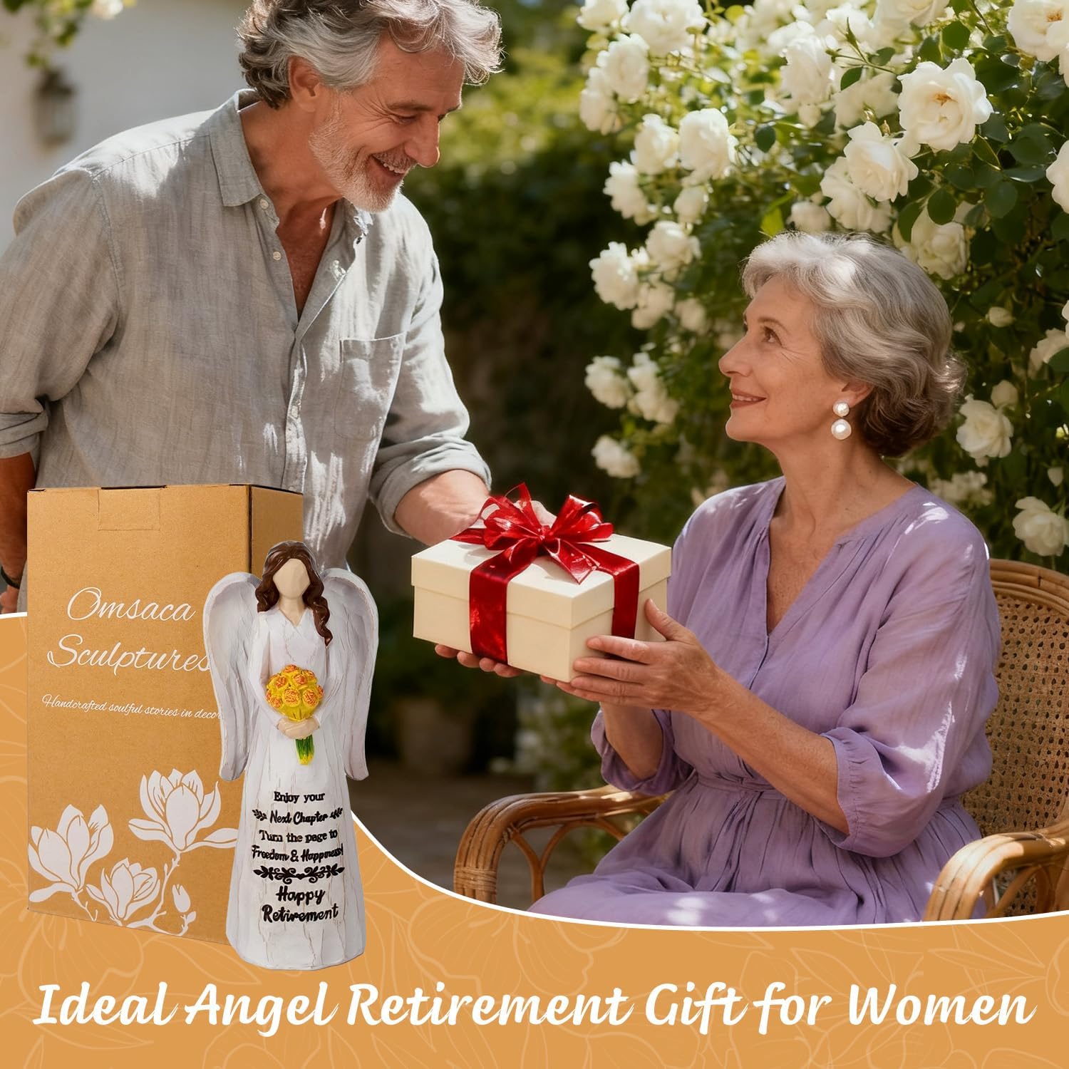 Skiennix Retirement Gifts for Women - Hand-Painted 7.3" Resin Angel Figurine | Perfect for Nurses & Teachers