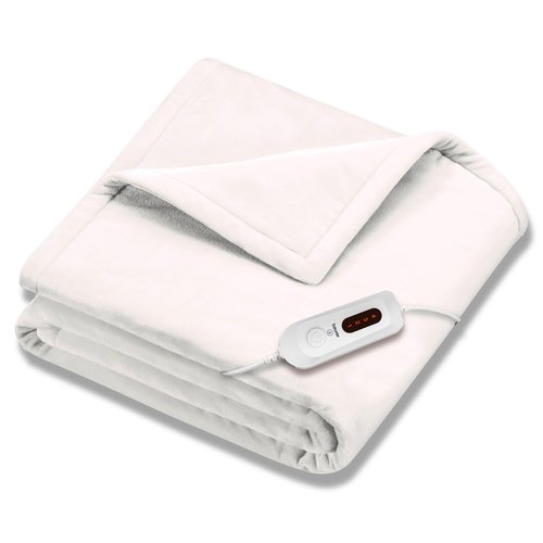 Beurer HD61 Super-Cozy Heated Blanket - Fast Heating Electric Blanket with 4 Heat Settings, Machine Washable Fabric, 4 hrs Auto Shut Off,Warm Heated Throw Blanket (50 x 60 inches)