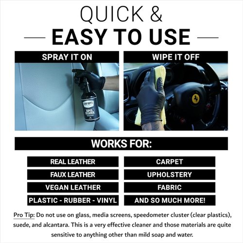 Car Guys Super Cleaner - Powerful Interior Cleaner for Leather & Fabric | 18 Oz Kit with Microfiber Towel