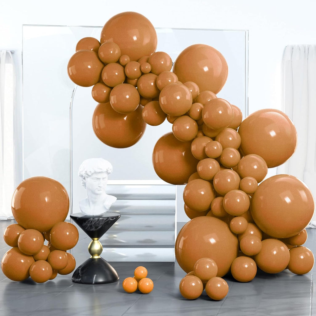 PartyWoo Light Brown Balloons - 100 Pcs Latex Balloon Arch Kit | Various Sizes for Birthday & Baby Shower Decor