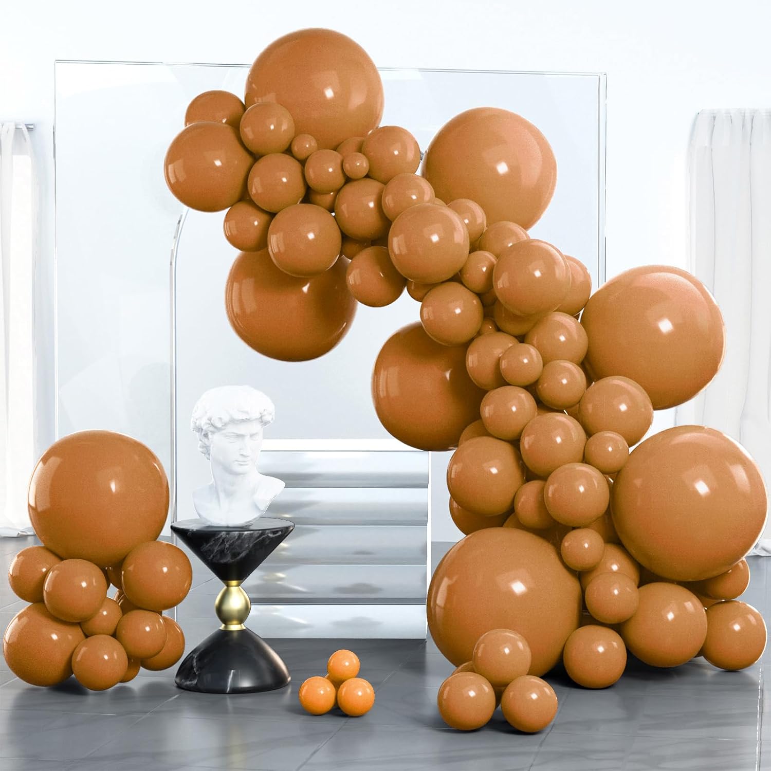 PartyWoo Light Brown Balloons - 100 Pcs Latex Balloon Arch Kit | Various Sizes for Birthday & Baby Shower Decor