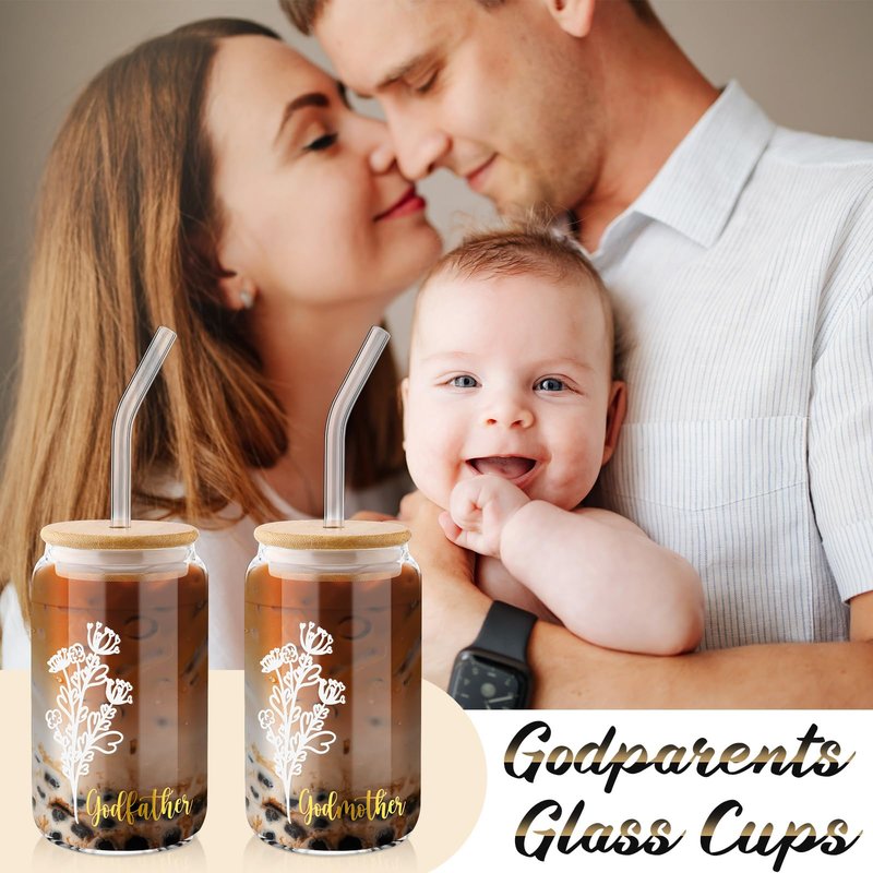 Yiyiring 9 Pcs Godparents Proposal Gift Set Will You Be My Godmother Godfather Glass Cup Scented Candle Cross Bracelet Cards Box from Godchild Baptism Padrino Madrina Uncle Aunt Gifts
