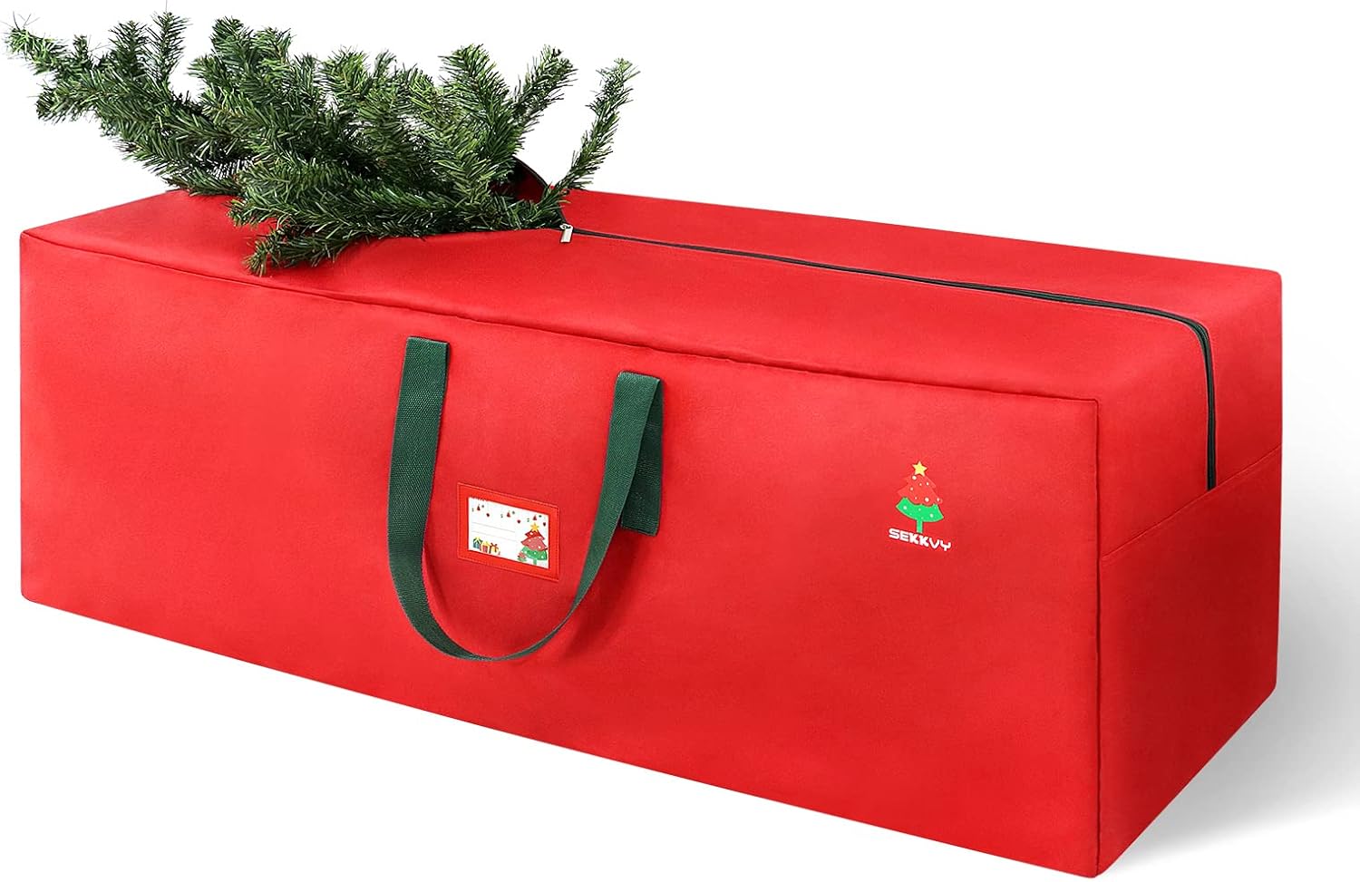 Skiennix Christmas Tree Storage Bag - Waterproof Oxford Material with Durable Handles & Zipper | 7.5ft Red