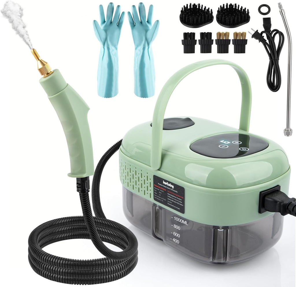 Skiennix Steam Cleaner - 2500W High Pressure Handheld Steamer with 6 Adjustable Gears | Portable Cleaning Machine for Home, Kitchen, Bathroom, and Car Detailing (Green)