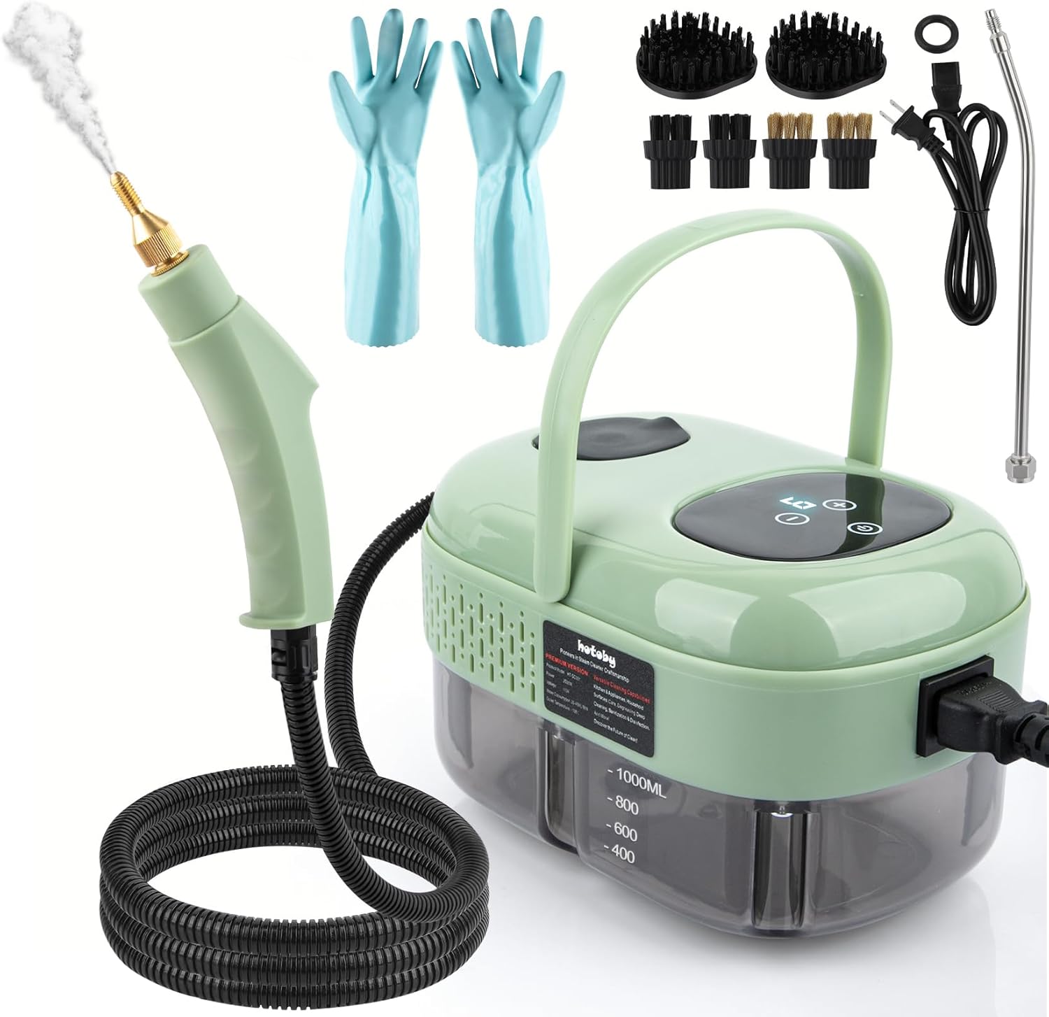 Skiennix Steam Cleaner - 2500W High Pressure Handheld Steamer with 6 Adjustable Gears | Portable Cleaning Machine for Home, Kitchen, Bathroom, and Car Detailing (Green)