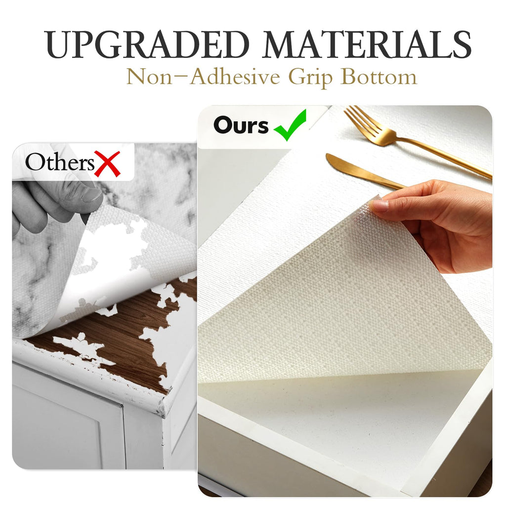 Beautysaid Shelf and Drawer Liner for Kitchen Cabinet, Non Adhesive Non Slip Shelf Paper Waterproof Washable Thickened for Dresser Pantry Shelve Bathroom Protector Liner(White,18 in x 30 FT)