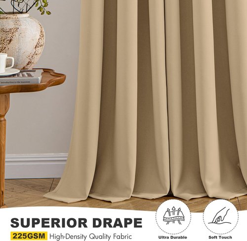 MIULEE Blackout Curtains - Taupe Brown Thermal Insulated Drapes | 84 Inches Long, 2 Panels, Noise Reduction