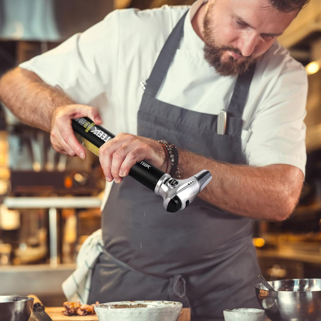 TBTeek Torch Lighter - Adjustable Flame Kitchen Torch with Butane Fuel Refill & Safety Lock | Ideal for Cooking, BBQ, Baking, DIY