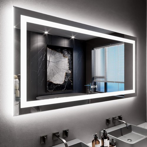 LOAAO 60X30 LED Bathroom Mirror - Dimmable, Anti-Fog, Backlit & Front Lit | Lighted Vanity Mirror with Memory Function
