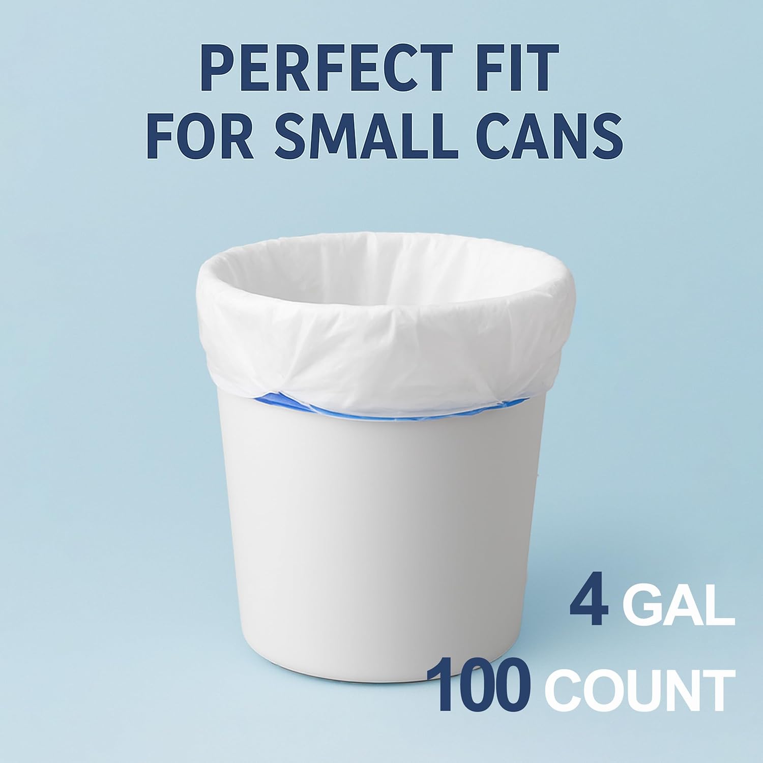 Skiennix 4 Gallon Small Trash Bags - Strong Leak-Proof Drawstring Bin Liners | 100 Pack, White
