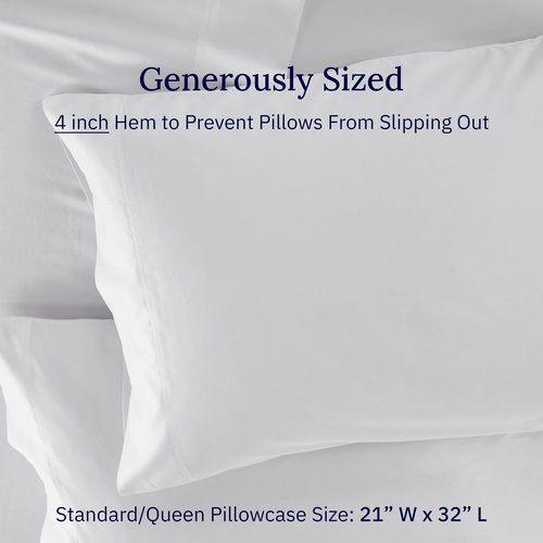 California Design Den Premium Pillow Covers Queen Size Set of 2-600 Thread Count Sateen, Natural 100% Cotton Standard/Queen Pillowcases, Crisp, Durable Bedding - Light Silver