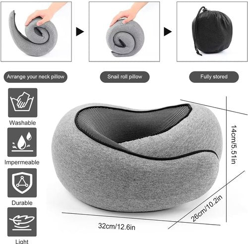 Travel Neck Pillows for Airplanes 2025 New Travel Pillow Neck Travel Pillow Memory Foam Airplane Pillow for Offices and Cars(Dark Grey)