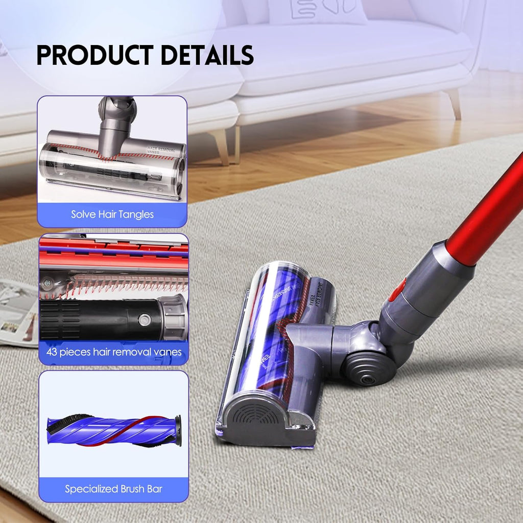 OTTWL Anti-Tangle Replacement Vacuum Head - Compatible with Dyson V8, V10, V11, V15 | Ideal for Thin Carpets & Hardwood Floors