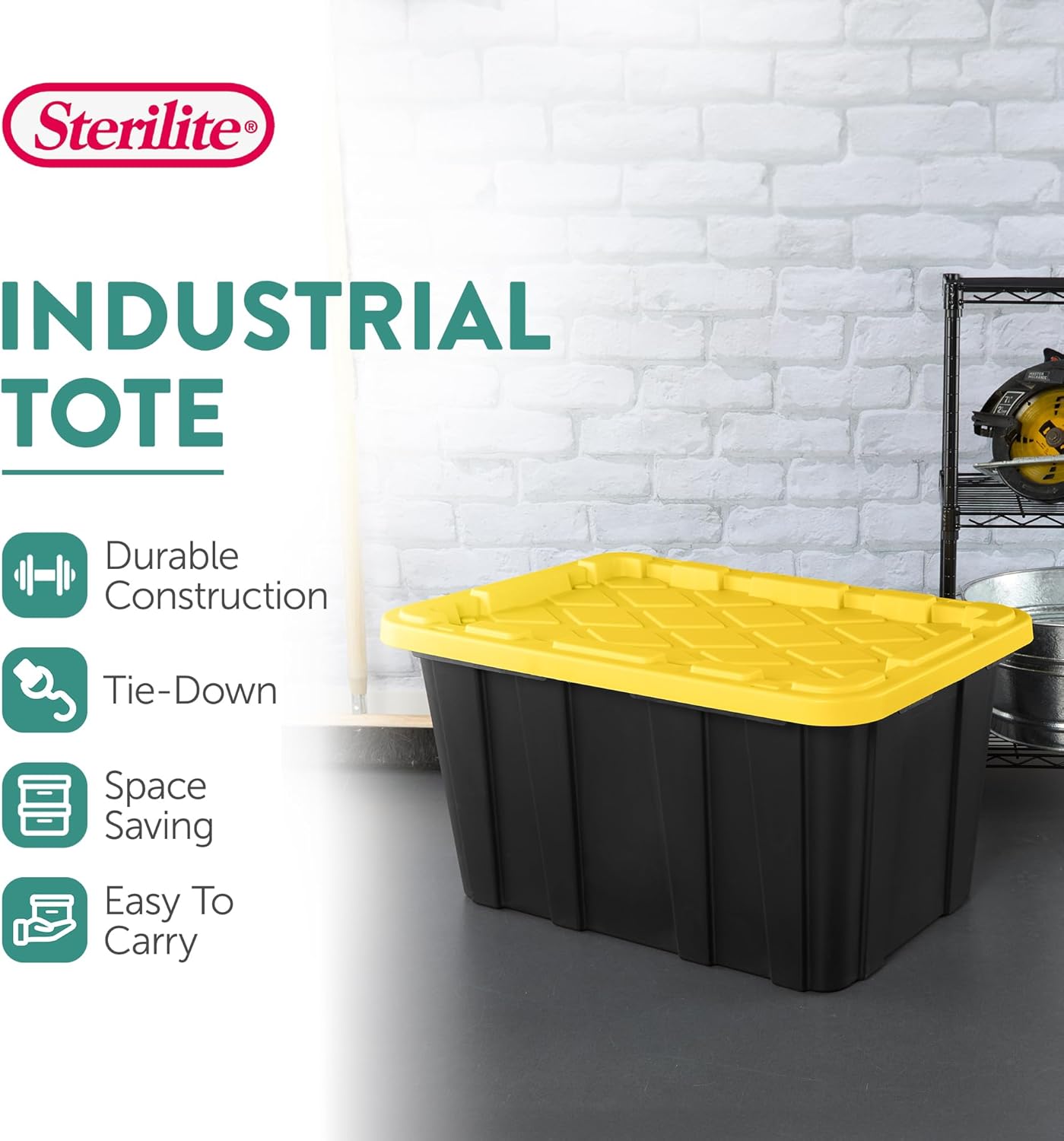 Sterilite 27 Gallon Heavy-Duty Storage Tote - 4-Pack Stackable Plastic Bins with Lids for Garage & Outdoor Gear