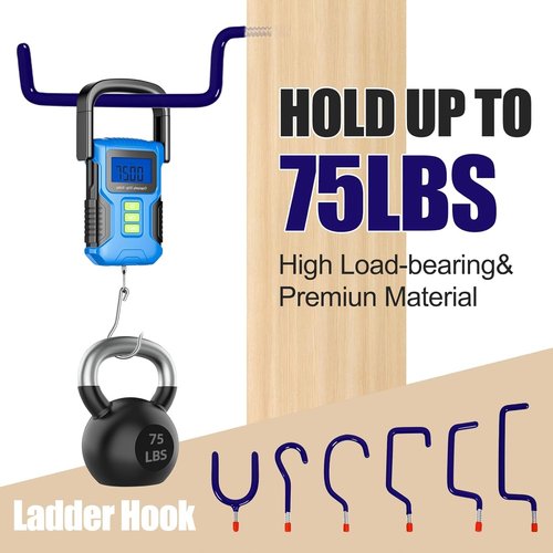 Garage Hooks Heavy Duty - 12-Pack Mixed Utility Wall Mounted Steel Tool Hangers for Organizing Ladders, Bikes & Tools