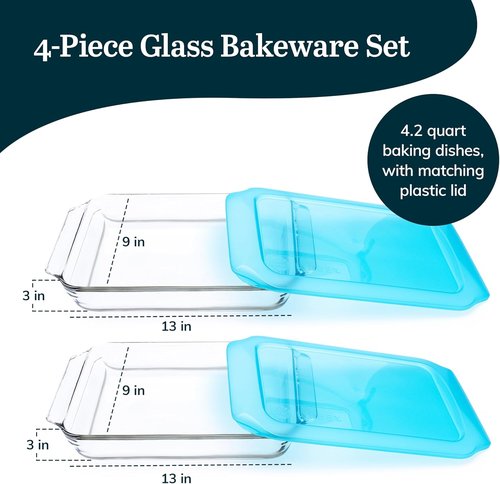 Libbey Premium Glass Baking Dish Set - Stackable Casserole Dishes with Lids | 2-Piece Set for Casseroles, Lasagna, Cakes