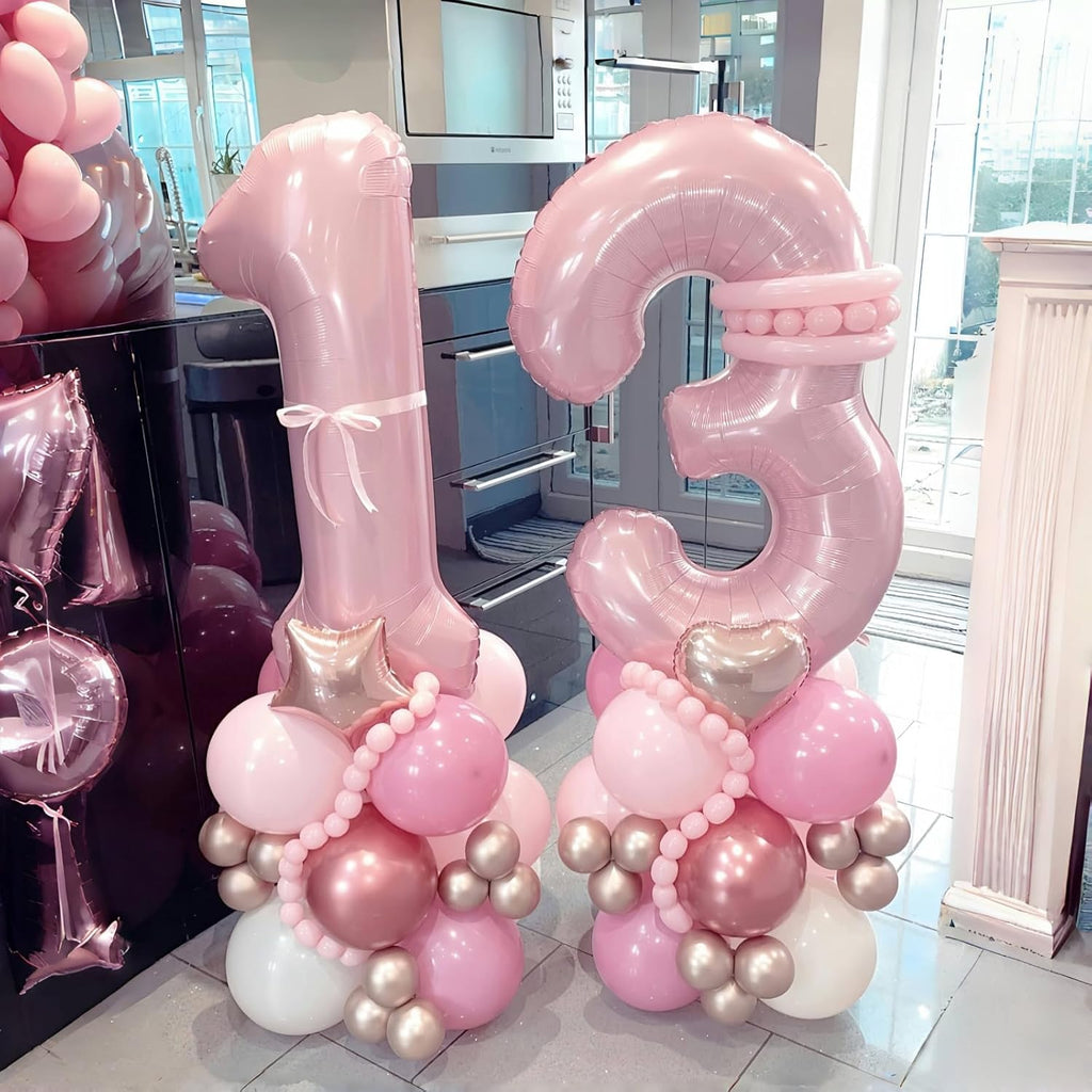 Pastel Pink Number 3 Balloon - 40 Inch Giant Pearl Light Pink Helium Foil for 3rd Birthday & Celebrations