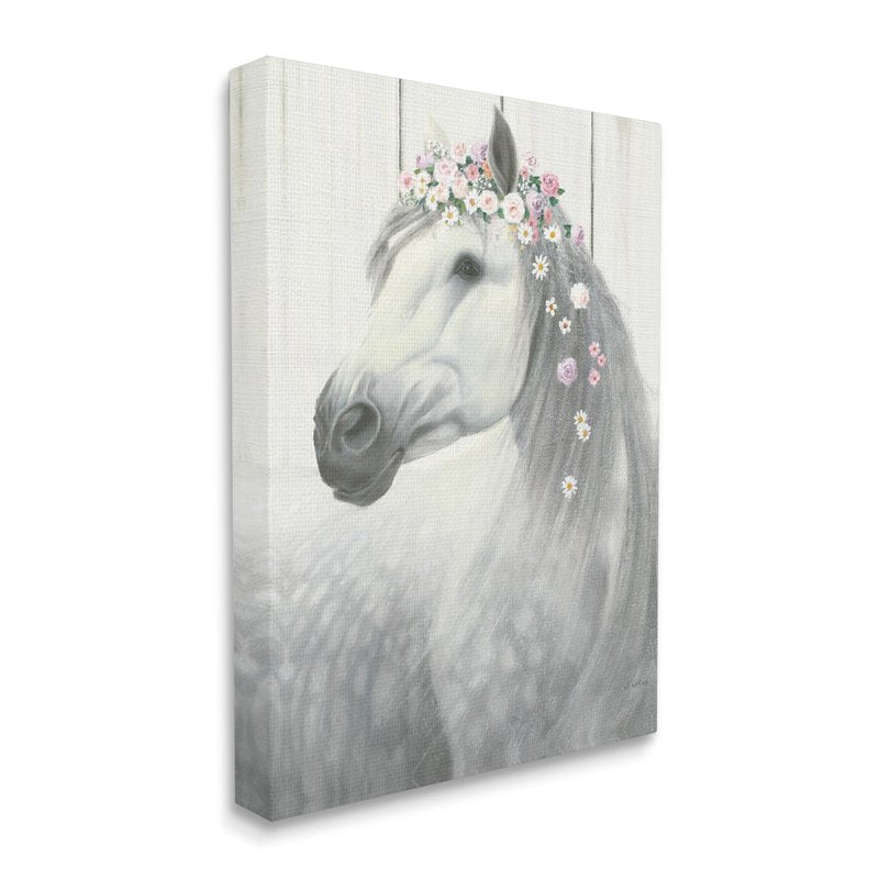 Stupell Industries Spirit Stallion Horse with Flower Crown Oversized Stretched Canvas Wall Art, Proudly Made in USA