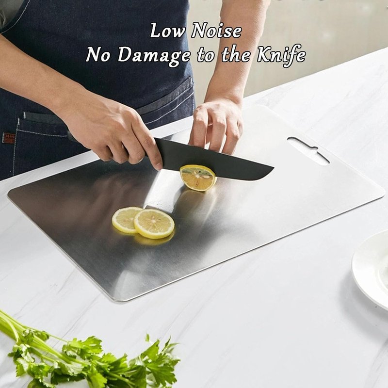 Titanium Cutting Board - 2026 New Upgrade 100% Pure Titanium Cutting Boards for Kitchen Double Sided Non Toxic Titanware Cutting Board,Hygiene Durable Safe Chopping Board (L: 15.35 * 11.02in)