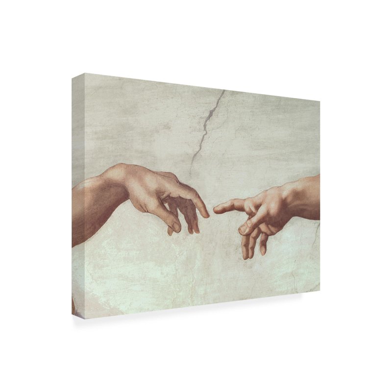 Hands Of God by Michelangelo, 35x47-Inch Canvas Wall Art