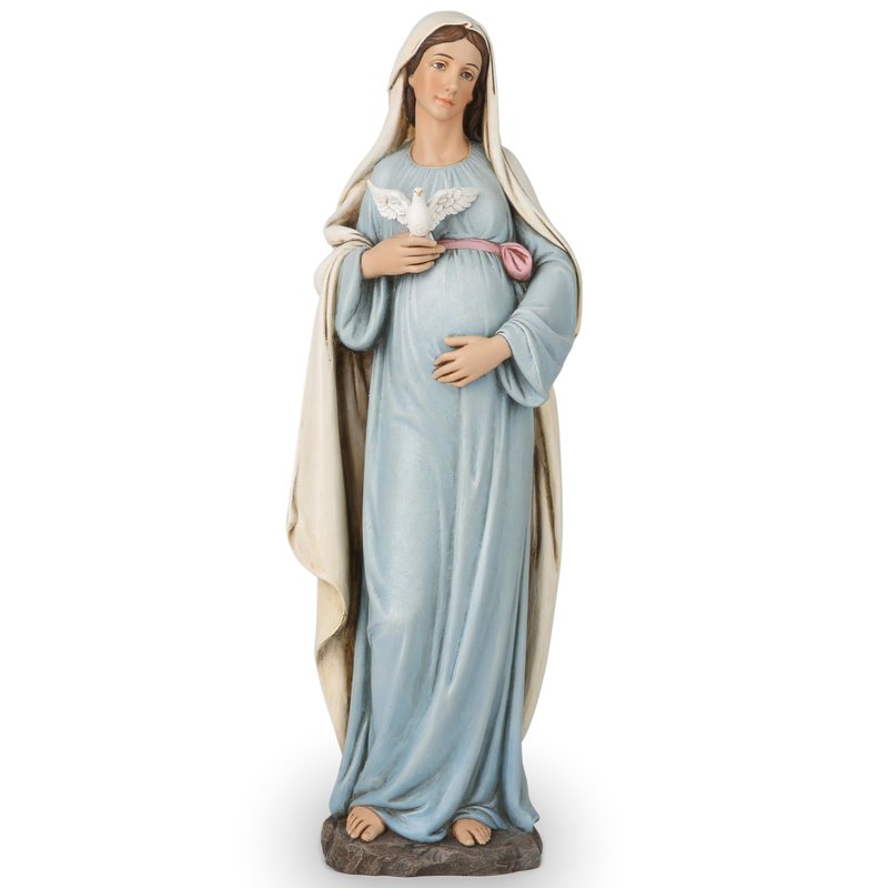 BC Catholic Expectant Mary Mother Statue, 12.8" H Blessed Virgin Mary Figure, Pregnant Mary for Pregnant Mom Gift, Inspirational Home décor of Peace Love Hope, Handpainted by Buildclassic