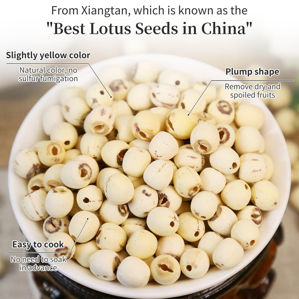 Wanhua Hall Natural Lotus Seeds Dried Lotus Seed 14.1oz/400g White Lotus Seeds Core Removal Dermabrasion Premium Lotus Seed 莲子 白莲子 莲子干
