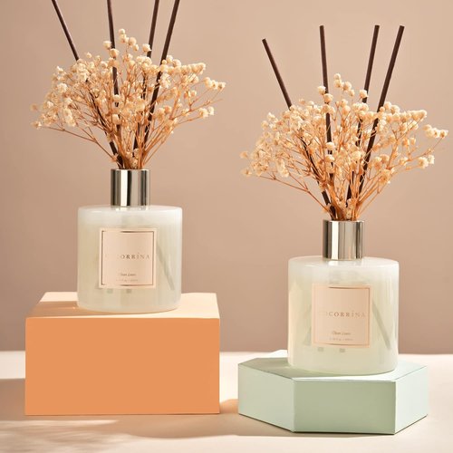 Cocorrína Reed Diffuser Set - 6.7 fl. oz Clean Linen Scented Diffuser with Sticks for Home Decor